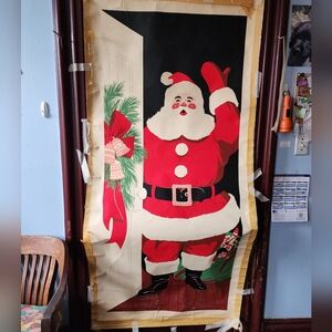 Vint + Door cover/mural of Santa "Welcome Inside"   6'5"H 3'3" W